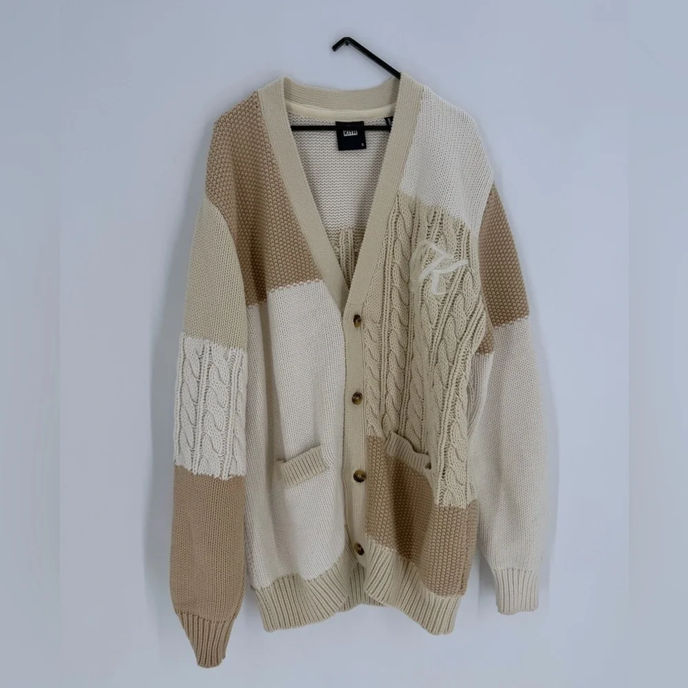 Kith Men’s Patchwork Durum Heavyweight Knit Old Money Cardigan In Neutral